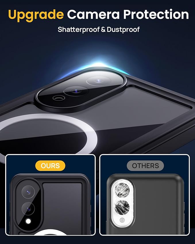 Lanhiem Magnetic for Samsung Galaxy S25 Edge Phone Case, IP68 Waterproof Dustproof Case with Built-in Screen Protector, Rugged Full Body Protective Cover for Galaxy S25 Edge 6.7 Inch, Black