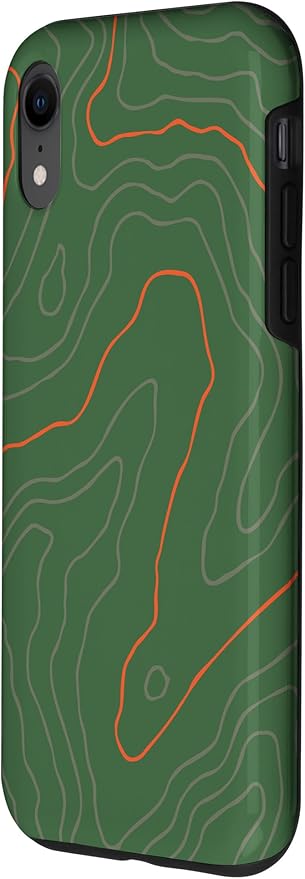 Backcountry Topo Guide Orange Lines Topographical Map Case for iPhone XR