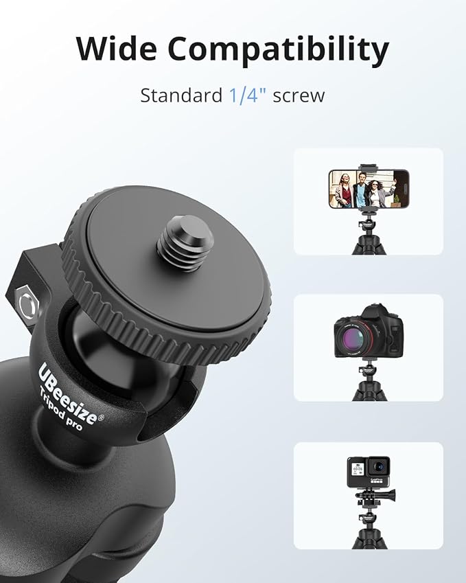 UBeesize Flexible Mini Phone Tripod, Portable and Adjustable Camera Stand Holder with Wireless Remote and Universal Clip, Compatible with Cellphones, Sports Cameras