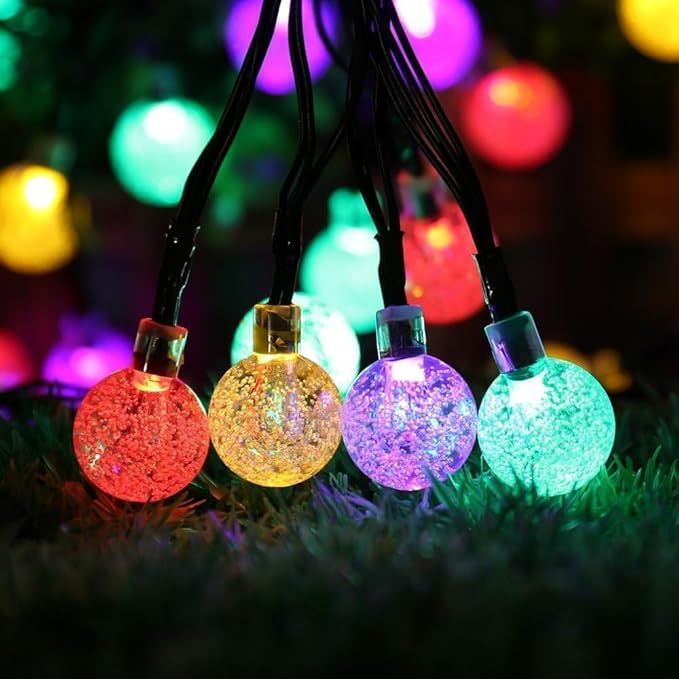 Toodour Solar String Lights Outdoor, 56ft 100 LED Globe String Light with 8 Mode, Waterproof Crystall Ball Lights Solar Patio Lights for Garden, Lawn, Patio, Gazebo, Yard, Outdoor Decor - Multicolor