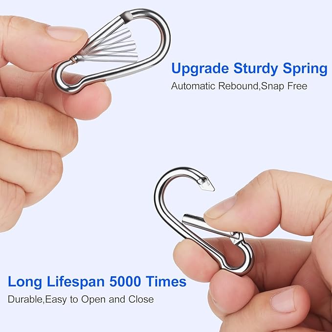 30 Pack M4 Mini Carabiner Clips, 1.57 Inch Spring-Loaded Snap Hooks for Outdoor Camping Backpack Keychain