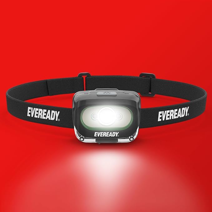Eveready LED Light Rechargeable Headlight, 300 Lumen, IPX4 Water Resistant, Shatterproof Lens, Great Outdoor LED Headlight, Micro-USB Charging Cable Included