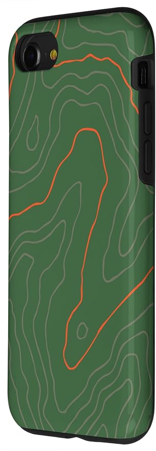 Backcountry Topo Guide Orange Lines Topographical Map Case for iPhone SE (2020) / 7 / 8