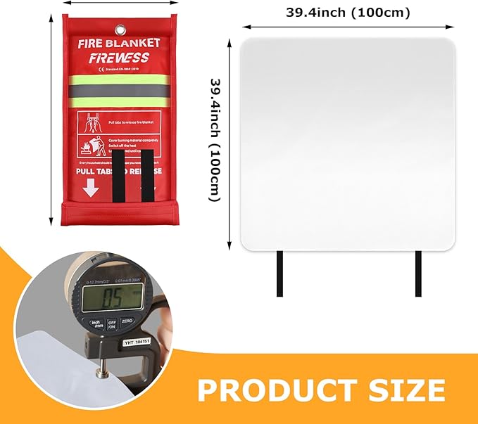 Emergency Fire Blanket, Flame Retardant Fire Blankets Emergency for Home, Kitchen, Car, Office, Grill (Fiberglass-1pack)