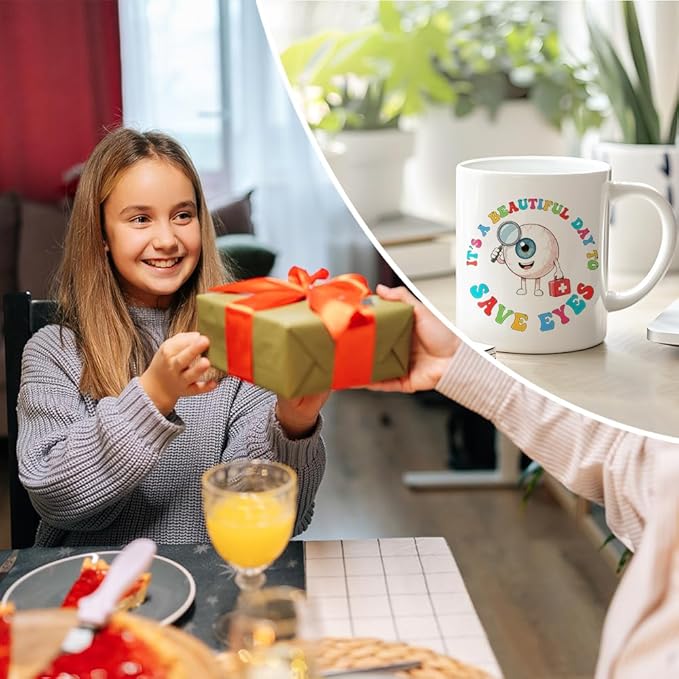 RZHV It's Beautiful Day To Save Eyes Funny Coffee Mug, Thank You Birthday Gifts for Ophthalmologist Specialist Optometrist, Graduation Promotion Gifts for Ophthalmology School Students Friends Family