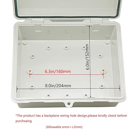 Zulkit Junction Box ABS Plastic Dustproof Waterproof IP65 Electrical Boxes Hinged Shell Outdoor Universal Project Enclosure 8.7 x 6.7 x 4.3 inch (220x170x110 mm)