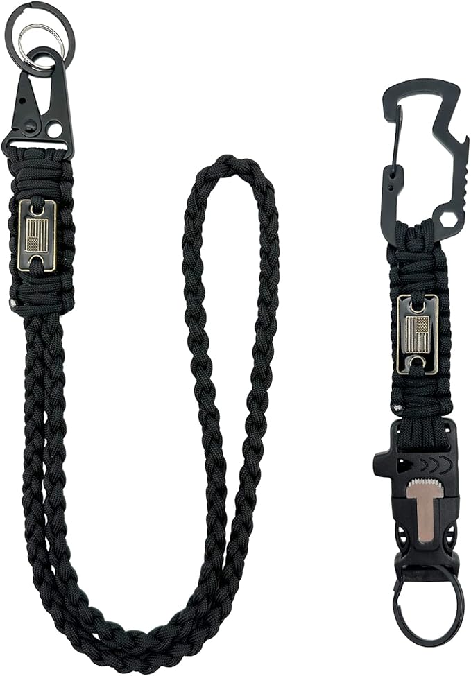 DDOUT Heavy Duty Paracord Lanyard 550 Paracord Braided Keychain for ID Badges, Camera, Whistle, Traveling, Outdoor Activities