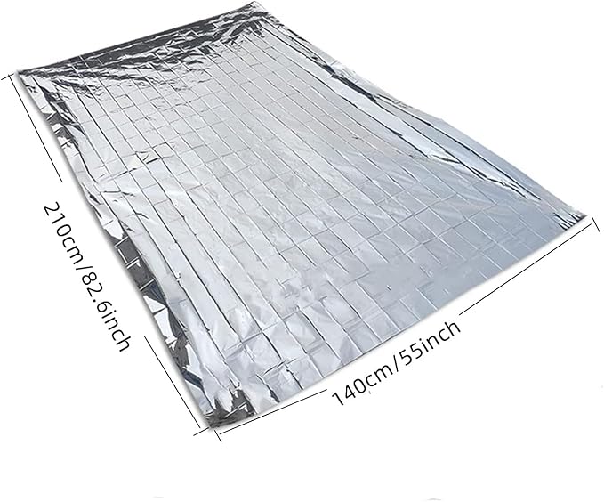 Emergency Mylar Thermal Blankets, Silver Gold Foil Survival Blanket Space Blanket Survival Kit for Outdoors, Camping, Hiking (Silver, 12pcs)