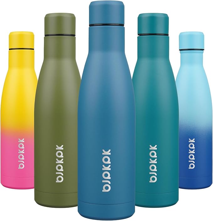 BJPKPK 17oz Insulated Water Bottles Stainless Steel Sports Water Bottles Keep Cold and Hot for Travel Dishwasher Safe,Sea Blue
