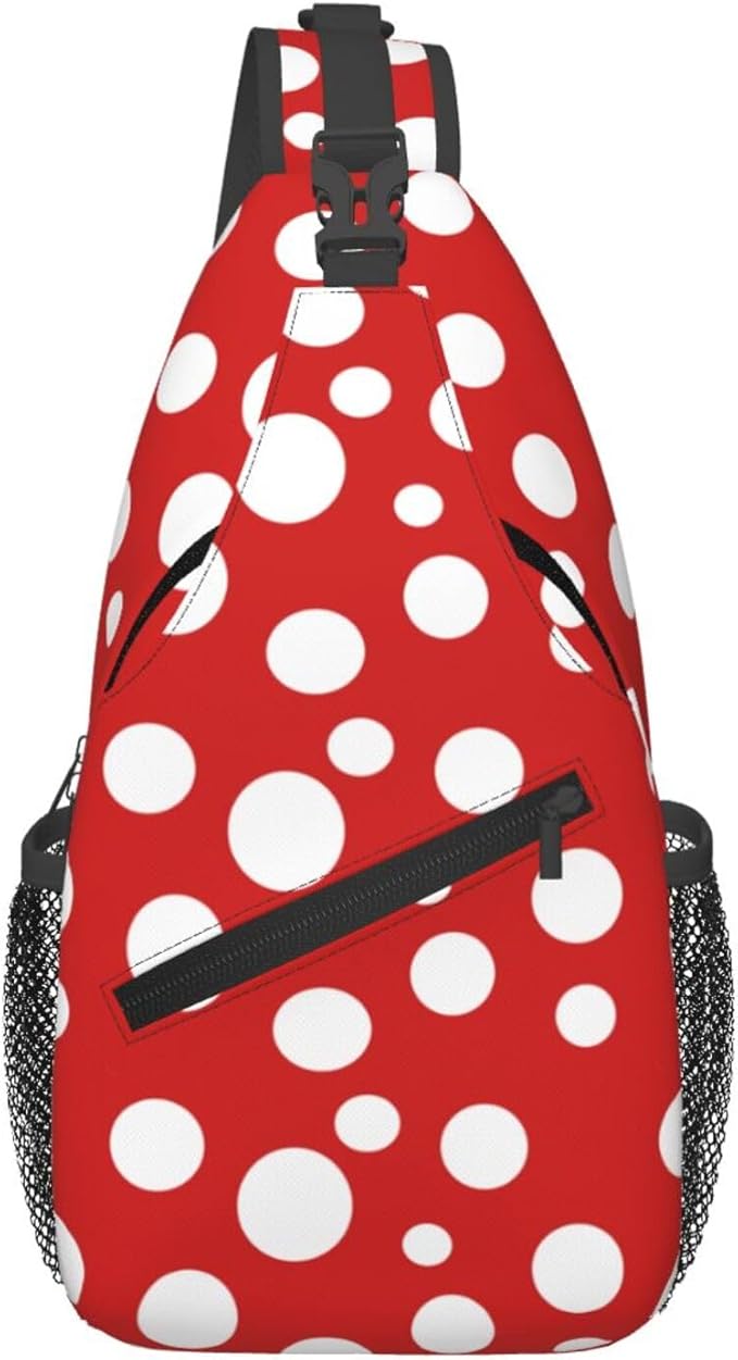Mushroom Dots Sling Bag For Women Men Fashion Backpack Crossbody Red Mushroom Shoulder Bag Sling Backpack Chest Bag Travel Hiking Casual Sport Daypack