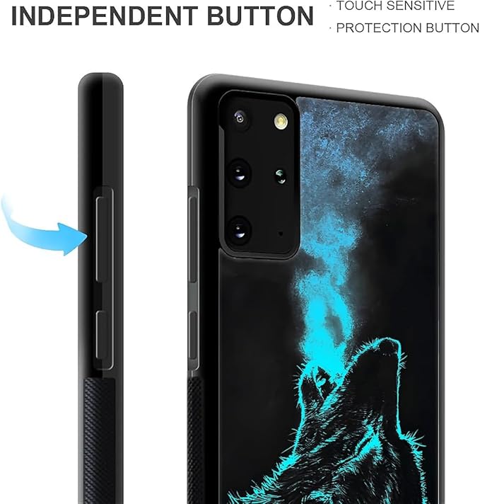 for Samsung Galaxy S20 Plus Case, Blue Breathing Wolf Pattern Graphic Design Girl Boy Soft Silicone Hard Acrylic Shock Protection for Samsung Galaxy S20 Plus