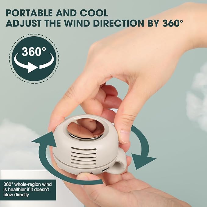 Portable Silent Mini Bladeless Fan Clip On,Small Clip Fan, Adjustable 3 Speeds Suspended, Waist Fans forclip onfan for shirt Suitable for Outdoor & Travel & Office (Green)
