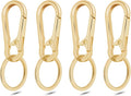 4Pack Small Keychain Rings, Metal Key Carabiner Clip, Mini EDC Key Ring Chain Holder Organizer for Purse Charm Hook, Car Keychain, Paracord Keychain Lanyard, Men and Women Key Fob (Light Gold)