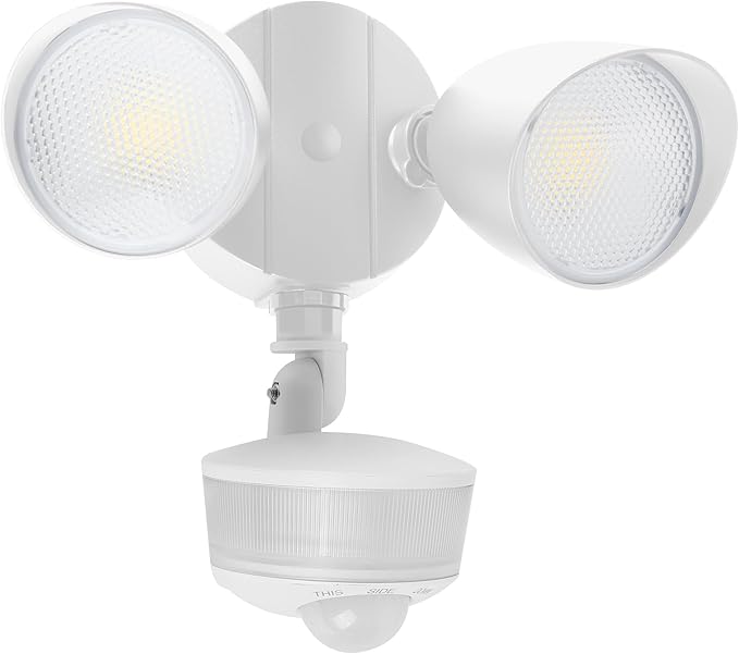 LUTEC 34W 3700 Lumen LED Security Lights Motion Sensor Light Outdoor with Night Light, 5000K IP65 Waterproof, Dusk to Dawn, Hardwired Motion Detector Flood Light for Garage, Yard-White Night Light