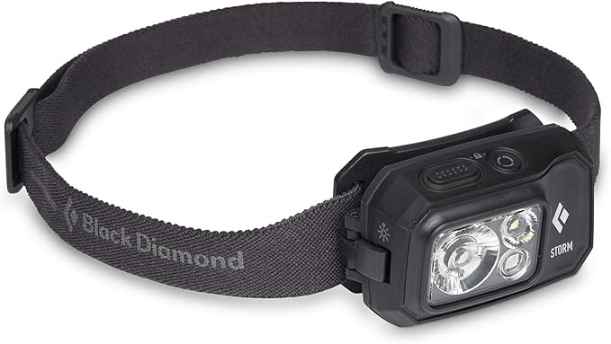 BLACK DIAMOND Storm 450 Headlamp | 450 Lumens Brightness | Waterproof & Dimmable | 3X AAA Battery Operated (Included | Camping, Hiking, Running | Black