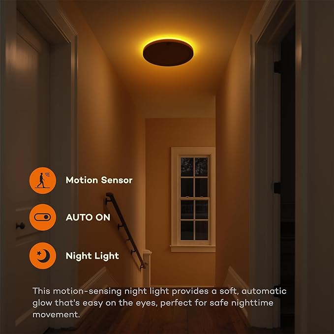 Annaror Motion Sensor Ceiling Light with Remote, Night Light 2000K, 8.7 Inch Wired Flush Mount 3000K/4000K/5000K Selectable, 1800LM Dimmable Motion Sensor Light Indoor for Closet Hallway Stairs White