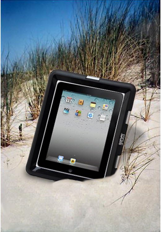 Pyle Universal iPad Waterproof Case, Marine Water Resistant IPX8 Outdoor Rugged Heavy Duty Tough Durable Shockproof Dustproof Protective Case with Screen Protector and Headphone Jack (Black)