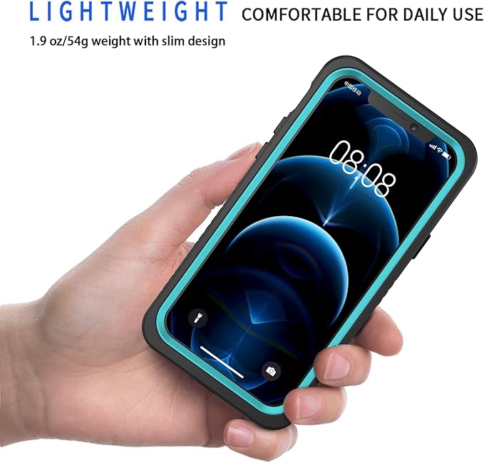 Lanhiem for iPhone 12 Case, Waterproof Dustproof Shockproof Case with Built-in Screen Protector [Not for iPhone 12 Pro], Full Body Underwater Protective Cover for iPhone 12 6.1 inch -Blue