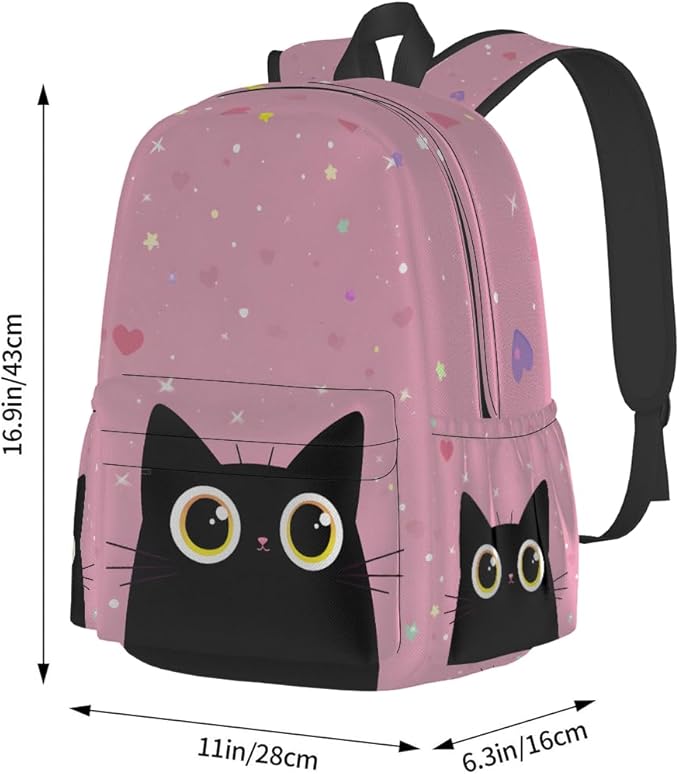 cfpolar 17 Inch Backpack Cute Cartoon Cats Laptop Bag Shoulder Bag School Bookbag Casual Daypack For Boys Girls,A-13