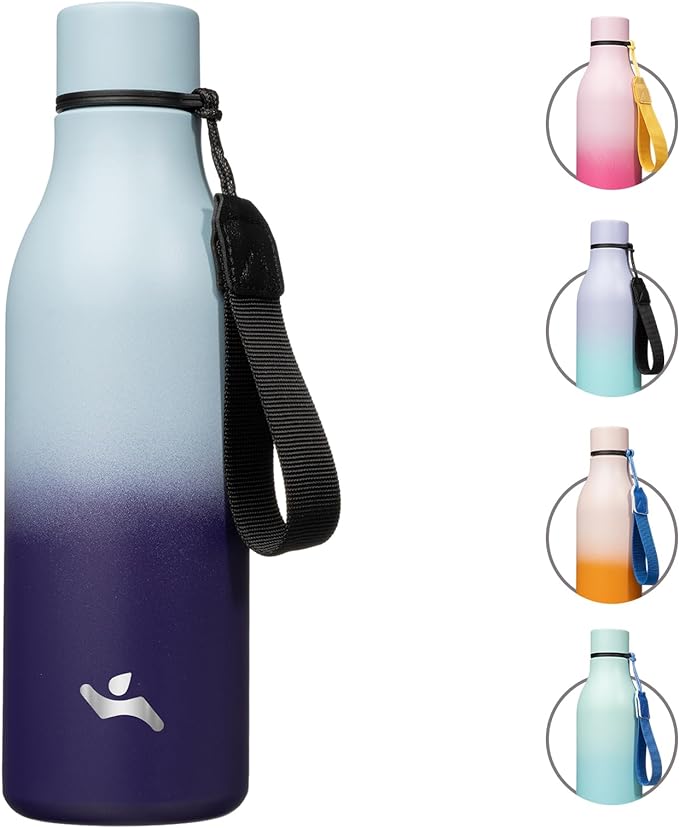 Konokyo Insulated Water Bottle with Strap,18 oz Double Wall Stainless Steel Vacuum Bottles Metal Water Flask,Ocean Dream