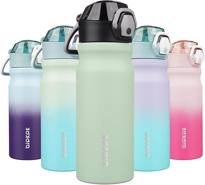BJPKPK Stainless Steel Insulated Water Bottle with Straw Lid 18oz Reusable Metal Thermal Flask Bottles Keep Cold and Hot,Sage