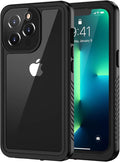 Lanhiem for iPhone 13 Pro Case, IP68 Waterproof Dustproof Shockproof Cases with Built-in Screen Protector, Full Body Protective Front and Back Cover for iPhone 13 Pro, 6.1 inch (Black)