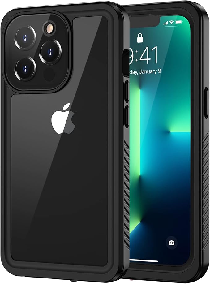 Lanhiem for iPhone 13 Pro Case, IP68 Waterproof Dustproof Shockproof Cases with Built-in Screen Protector, Full Body Protective Front and Back Cover for iPhone 13 Pro, 6.1 inch (Black)