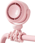 SWEETFULL Portable Stroller Fan, Pinch-Proof Baby Fan, 10H Battery, 5-Speed Quiet Mini Clip on Fan, USB-C Rechargeable with LED Display for Car Seat, Crib & Travel - Pink