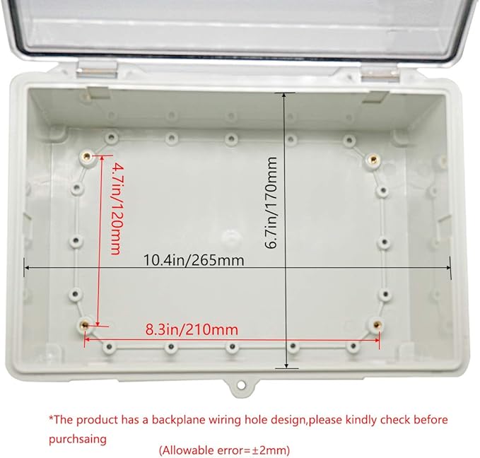 Zulkit Junction Box ABS Plastic Dustproof Waterproof IP65 Electrical Boxes Hinged Shell Outdoor Universal Project Enclosure Clear Cover with 2 Cable Glands 11.4 x 7.5 x 5.5 inch(290x190x140mm)