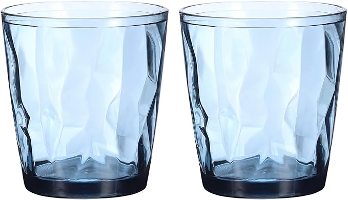 uxcell 10oz Acrylic Drinking Glasses, 2Pcs Plastic Reusable Tumblers Drinkware Unbreakable Water Glasses Cups Stackable & Dishwasher Safe for Home Outdoors Restaurant, Grey Blue