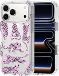 MOSNOVO for iPhone 17 Pro Max Case | Military Grade 6.6ft Drop Tested | Camera Control | Clear with Pink Leopard Design