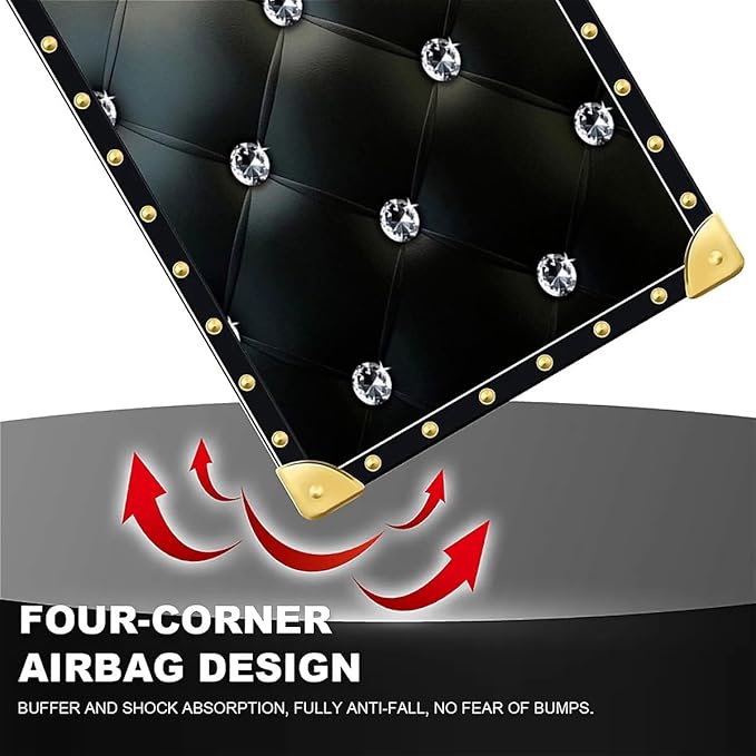 Compatible with iPhone 16 Plus Case, Shiny Black Sofa Crystal Luxury Golden Decoration for Girl Women Soft TPU Shockproof Protective Hard PC Back