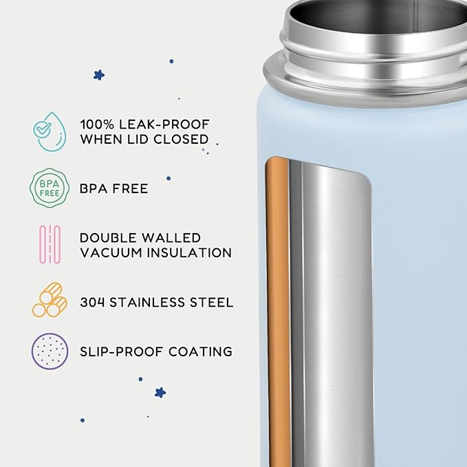 Fijinhom 12oz Kids Water Bottle for School, Toddler Bottles with Straws, Stainless Steel Vacuum Insulated Water Bottle for Boys&Girls, Leak-Proof, BPA-Free, Hope