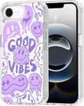 MOSNOVO for iPhone 17e Case/iPhone 16e Case, Shockproof Military-Grade Protection 6.6ft Drop Tested, Clear Phone Case for iPhone 16e / iPhone 17e, Good Vibes Design