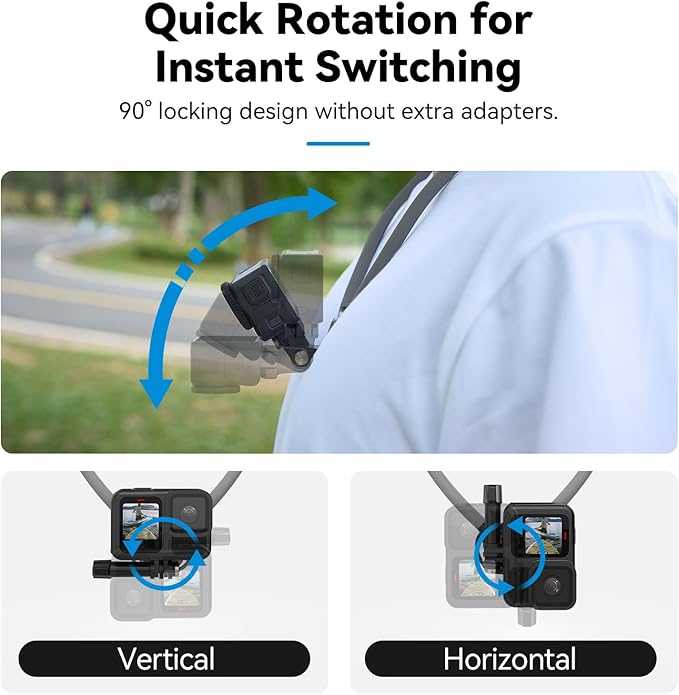 TELESIN Neck Mount SE 2.0 with Air Cushion, Adjustable Chest Strap and Neck Mount for Hands-Free POV Vlogging, for GoPro Hero 13/12/11/10/9, Insta X5/X4/X3/Ace Pro 2, Action 3/4/5 Pro 6, AKASO, etc.