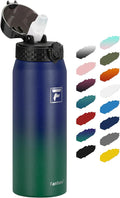 Fanhaw 24 oz Insulated Stainless Steel Water Bottle with Straw Lid, Leakproof & Anti-Dust Sports Bottle for Kids, Women & Men (Purple Green)