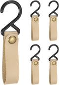 uxcell 5pcs PU Leather Hooks, Leather Straps with Hooks, S-Shape Hooks for Outdoor Camping Hanging Pots Pans Utensils White