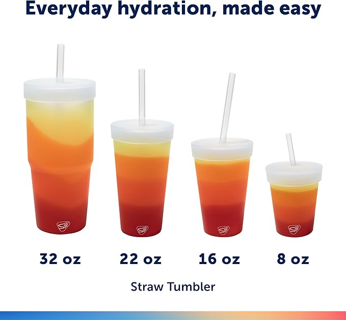 Silipint: 32oz Silicone Straw Tumbler, Unbreakable, Non-Toxic, Dishwasher Safe - Pack of 4