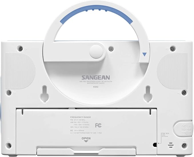 Sangean H202 AM/FM Weather Alert Waterproof Shower Radio, White