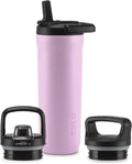ZULU Base 18oz Kids Stainless Steel Water Bottle with 3 Lids- Straw, Chug, Twist | Double Walled and Vacuum Insulated Metal Thermos | Fits Car Cupholder, Built in Carry Loop, Dishwasher Safe, Pink