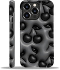 for iPhone 13 Pro Case,HL2 Cute Cool Cherry Black Hybrid 2 Layer Hard Shell Silicone Protective Pattern Design Case