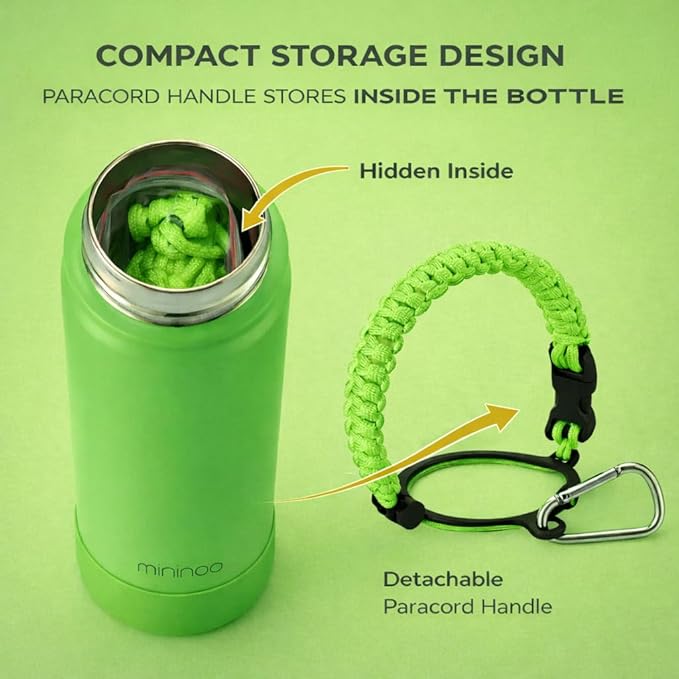mininoo 24 oz Insulated Water Bottle with Straw, Stainless Steel Double Wall Vacuum with Straw Lid, Leak Proof, BPA Free, Keep Cold for 24H & Hot for 12H(Canopy Green)