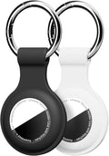 Linsaner [2 Pack] Holder for AirTag 2nd Gen (2026) & 1st Gen, Silicone Case Keychain Key Ring, Protective Cover for Air Tags, GPS Finder Accessories for Bags, Pets, Kids, Luggages, Black/White