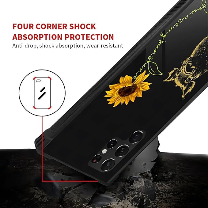 for Samsung Galaxy S23 Ultra Case, Pig Sunflower Yellow Sunshine Pattern Graphic Design Girl Boy Soft Silicone Hard Acrylic Shock Protection for Samsung Galaxy S23 Ultra