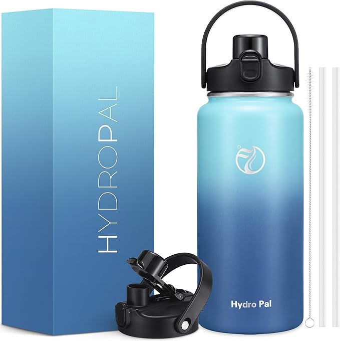 64oz Half Gallon Insulated Water Bottle with 2-in-1 Lid (Chug & Straw), Double Walled Vacuum Stainless Steel Water Bottles, Wide Mouth Leakproof Insulated Jug with Straw
