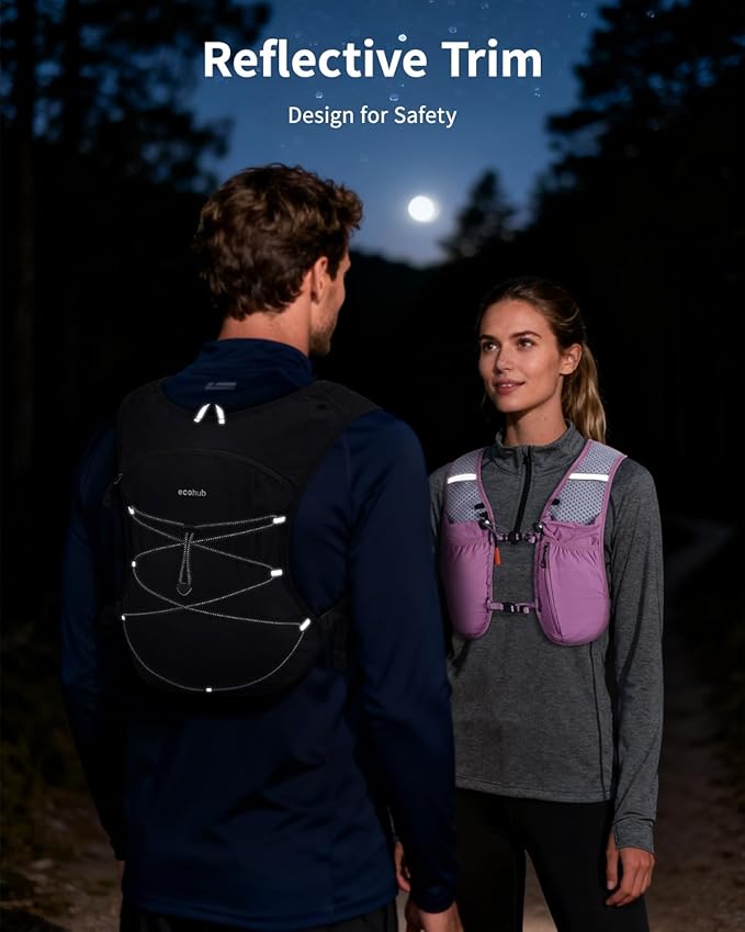 ECOHUB Running Hydration Vest Backpack, Lightweight Hydration Pack Bag Daypack for Hiking Cycling Marathon Backpack Vest for Women Men (No Bladder Included)