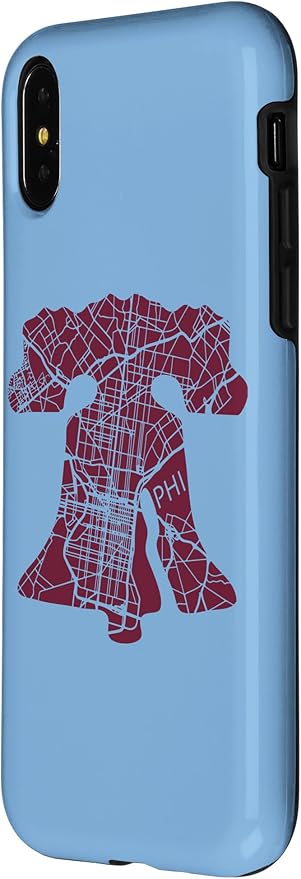 Philadelphia Street Map Liberty Bell Vintage Maroon Philly Case for iPhone X/XS