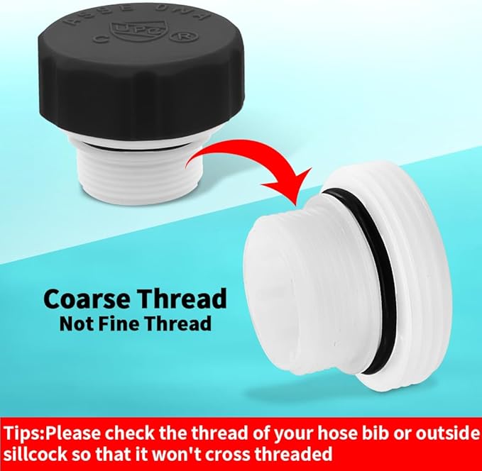 2PCS ASSE 1019-A Repair Kit(Coarse Thread), Asse 1019 A Vacuum Breaker Replacement, Outdoor Faucet Repair Kit, Anti siphon valve repair kit with 2PCS Hose End Caps(Black)