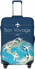 Luggage Cover with World Map & Airplane Design, Suitcase Protector For Travel (Fits 22-24 Inch Luggage)