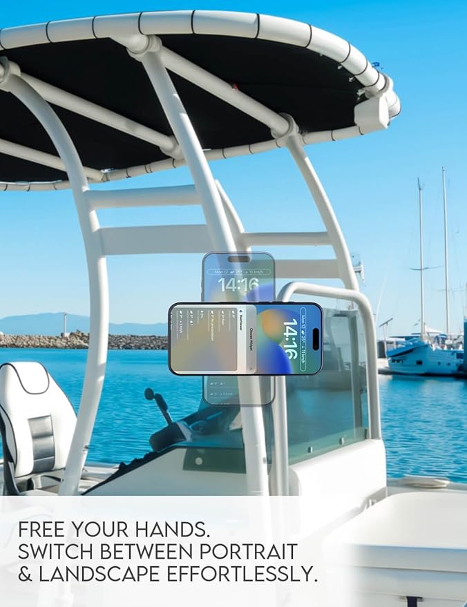 Magnetic Phone Mount for Outdoor Activities – Compatible with Golf Carts, Yachts, Strollers, and More | Adjustable Silicone Strap & Anti-Slip Design